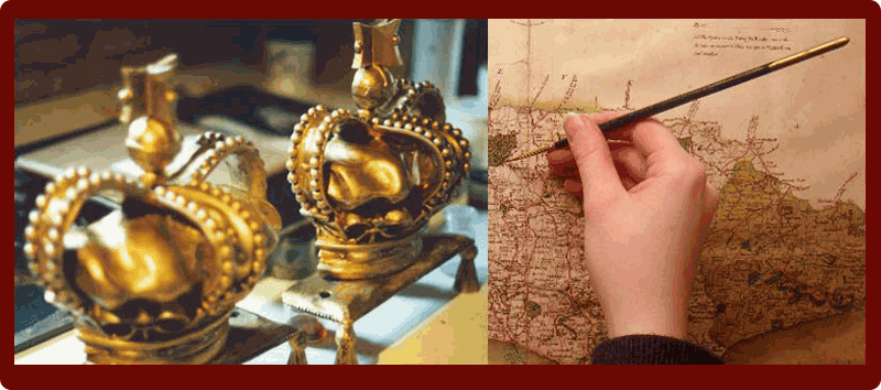 The Restoration of Two Ornate Crowns for St James Palace and The Restoration and Conservation of Maps